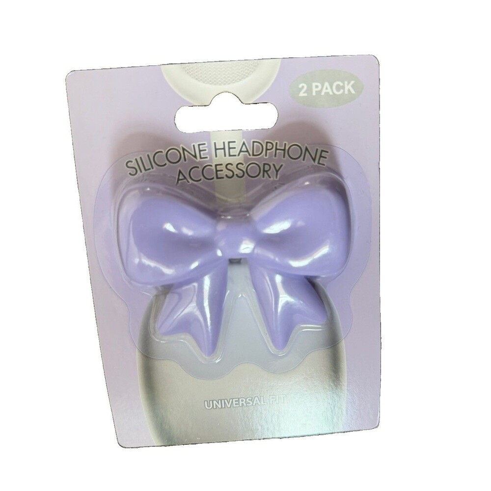 2 Pack Purple Bow Headphone Accessories Silicone Clip Charms Universal Coquette - Picture 5 of 7